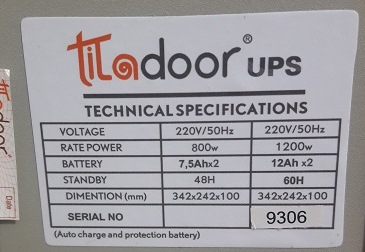 Bình Lưu điện Titadoor TU8